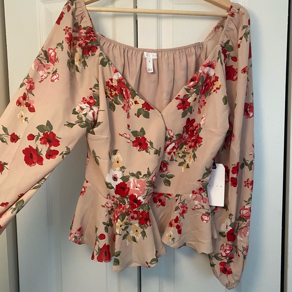 Pink Floral Wrap Top
